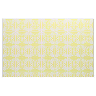 Tecido Padrão de Azulejo Branco Amarelo do Mediterrâneo