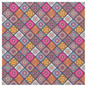 Tecido Padrão de Azulejo de Mandala/Marrocos