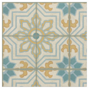 Tecido Padrão de Azulejo Decorativo do Velho Mundo