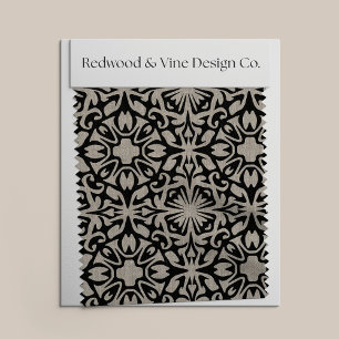 Tecido Padrão de Azulejo espanhol negro e natural mediter