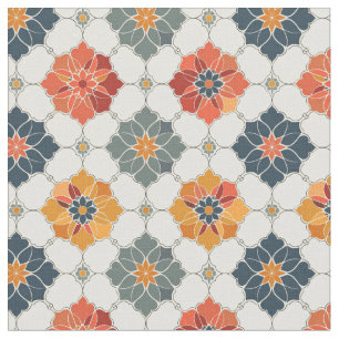 Tecido Padrão de Azulejo Floral Árabe Vintage