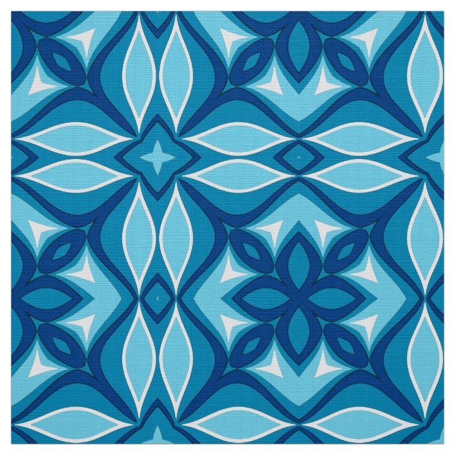 Tecido Padrão de Azulejo Geométrico Moderno Tons de Azul  (Modelo)