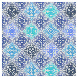 Tecido Padrão de Azulejo marroquino pintado com azul