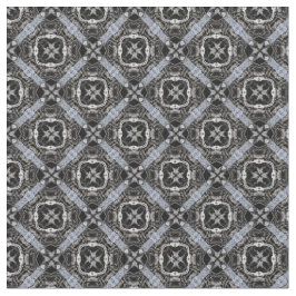 Tecido Padrão de Azulejos Prateado, Branco e Preto