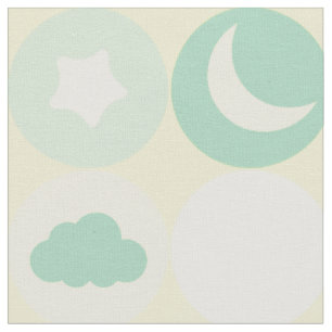 Tecido Padrão de Berçário Bebê Nuvens e Estrelas em Verde