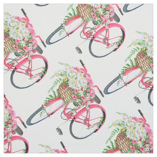 Tecido Padrão de Bicicleta Cor-de-Rosa da Cesta Daisy (Modelo)