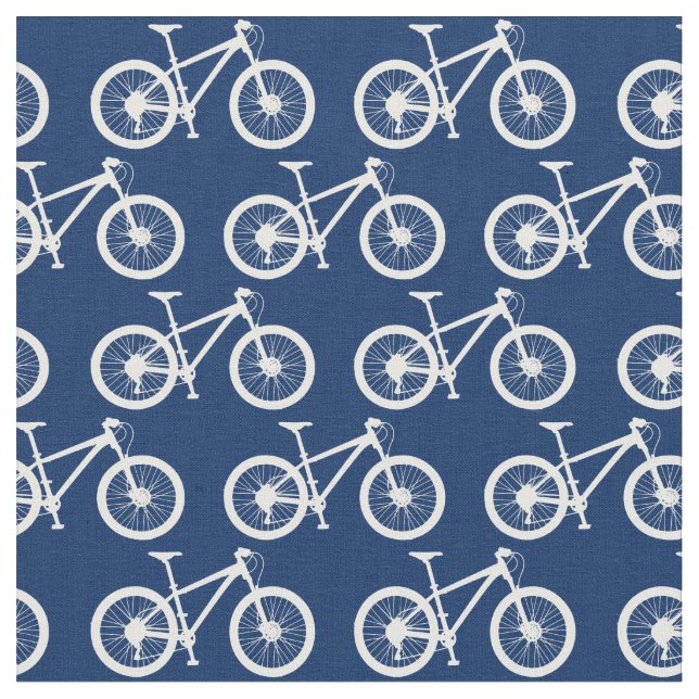 Tecido Padrão de Bicicletas Brancas no Marinho Azul (Detalhe)