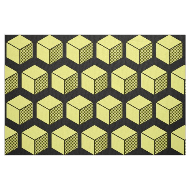 Tecido Padrão de bloco 02 - Amarelo em preto (Fat Quarter)