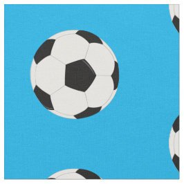 Tecido Padrão de Bolas de Futebol em Azul Brilhante
