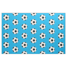 Tecido Padrão de Bolas de Futebol em Azul Brilhante
