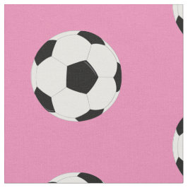 Tecido Padrão de Bolas de Futebol em Rosa Menino