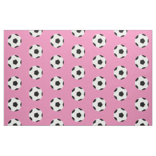 Tecido Padrão de Bolas de Futebol em Rosa Menino