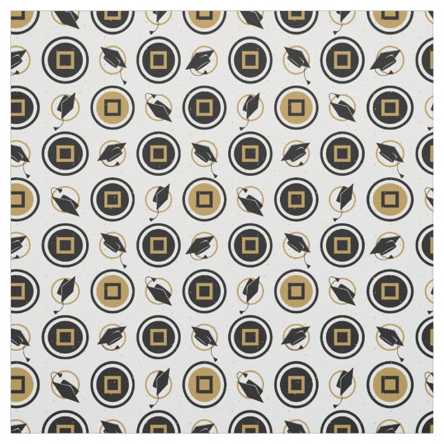 Tecido Padrão de Boné de formatura preto e Dourado (Modelo)