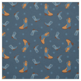 Tecido Padrão de Boots do Cowboy Azul Denim