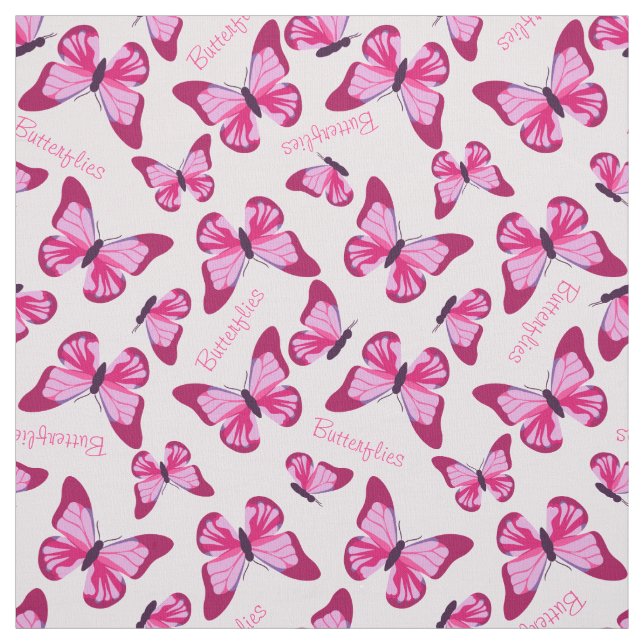 Tecido Padrão de borboleta Bonito rosa púrpura personaliz (Modelo)