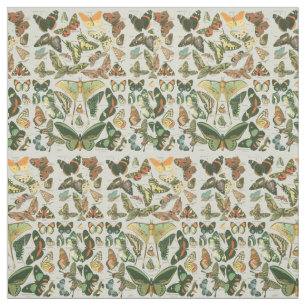 Tecido Padrão de Borboletas Antigas da Vintagem da Borbol