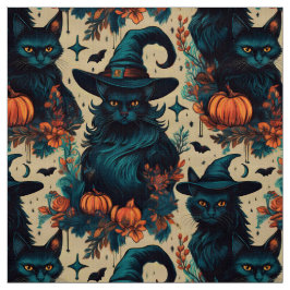 Tecido Padrão de bruxas preto de halloween