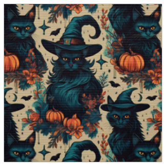 Tecido Padrão de bruxas preto de halloween