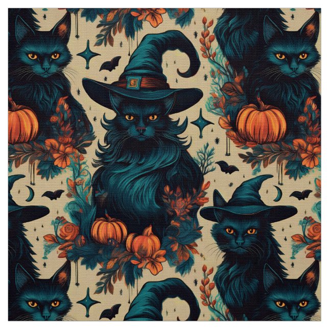 Tecido Padrão de bruxas preto de halloween (Modelo)