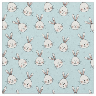 Tecido Padrão de Bunnies Bonitos no Azul Bebê