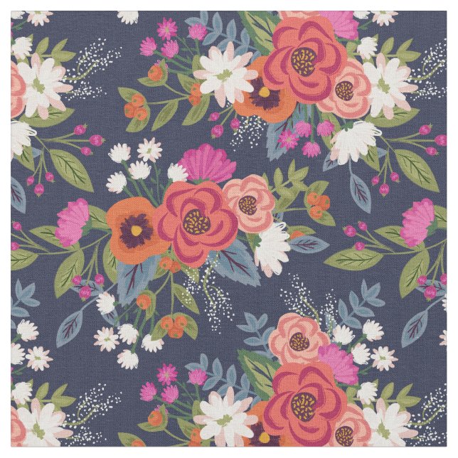 Tecido Padrão de Buquês Florais de Boho Vibrante (Detalhe)