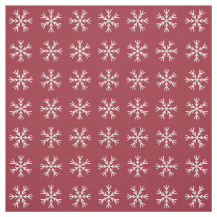 Tecido Padrão de Burgundy e Snowflake branco
