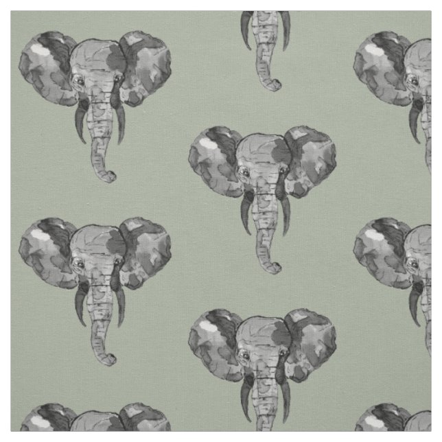 Tecido Padrão de Cabeças de Elefante (Modelo)