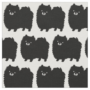 Tecido Padrão de Cães Pomeranos Pretos
