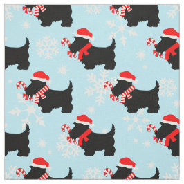 Tecido Padrão de Cães Scottie no Natal