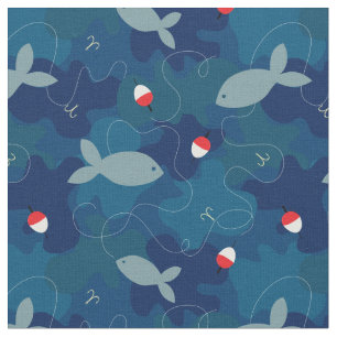 Tecido Padrão de Camo Azul de Pesca