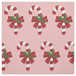 Tecido Padrão De Canas De Natal Vermelho E Branco A Rosa