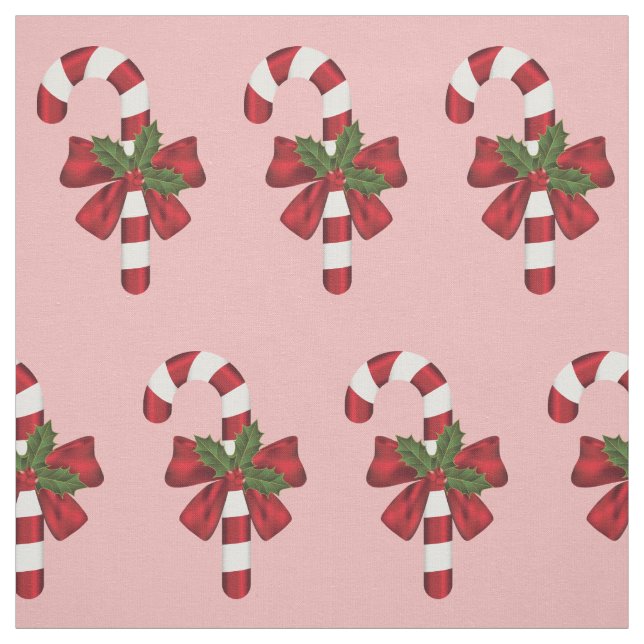 Tecido Padrão De Canas De Natal Vermelho E Branco A Rosa (Modelo)
