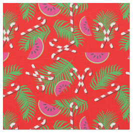 Tecido Padrão de Canas Tropicais de Doces no Natal de jul