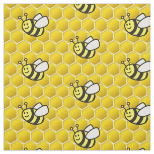 Tecido Padrão de Cartoon de Honeybee
