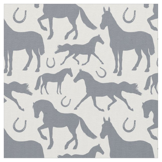 Tecido Padrão de Cavalo Branco de Cinzas Equestres (Detalhe)