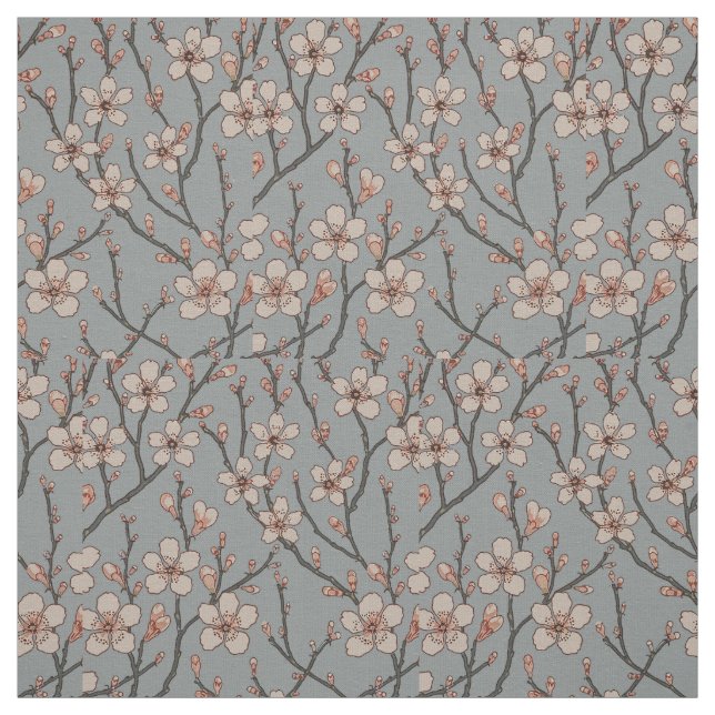 Tecido Padrão de cereja de flores cor-de-rosa elegante (Modelo)