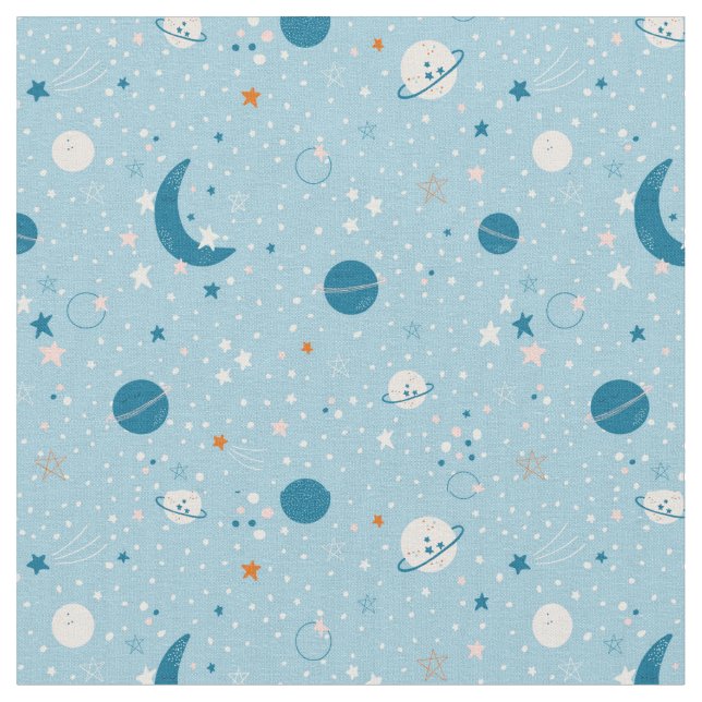 Tecido Padrão de Céu Azul e Espaço (Detalhe)