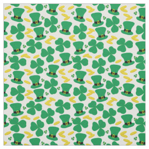 Tecido Padrão de Chapéu de Moedas Douradas de Shamrock