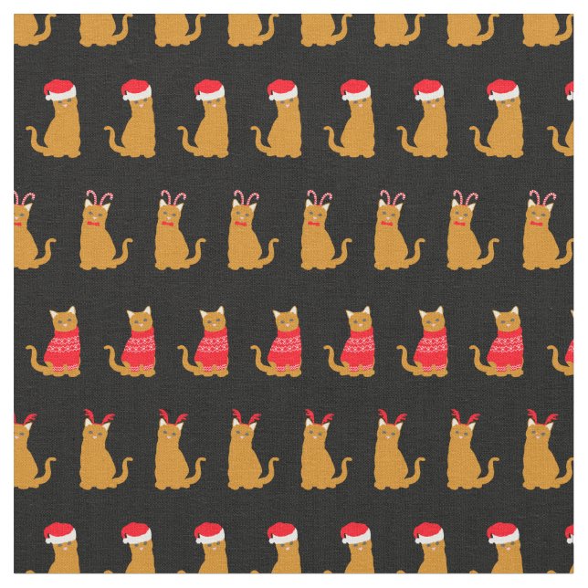 Tecido Padrão de Chapéu Santa Ginger Ginger de Natal em P (Detalhe)