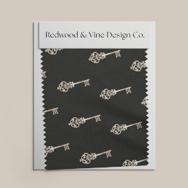 Tecido Padrão de Chave de Vintage Dourada Faux