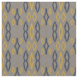 Tecido Padrão de Cinza Amarelo Azul Ikat marroquino