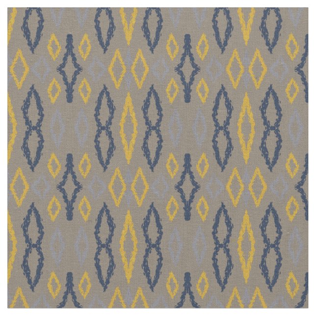 Tecido Padrão de Cinza Amarelo Azul Ikat marroquino (Detalhe)