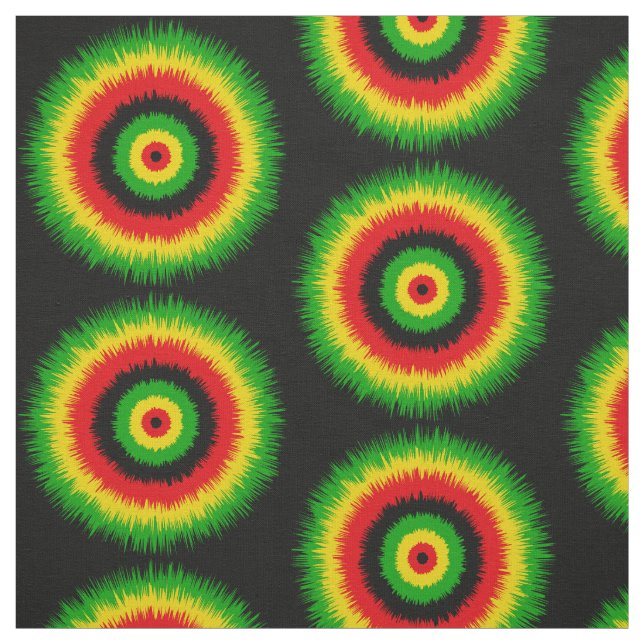 Tecido Padrão de Círculos Tie Dye Vermelho Amarelo Verde  (Modelo)