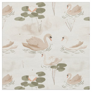 Tecido Padrão de Cisne Elegante neutro