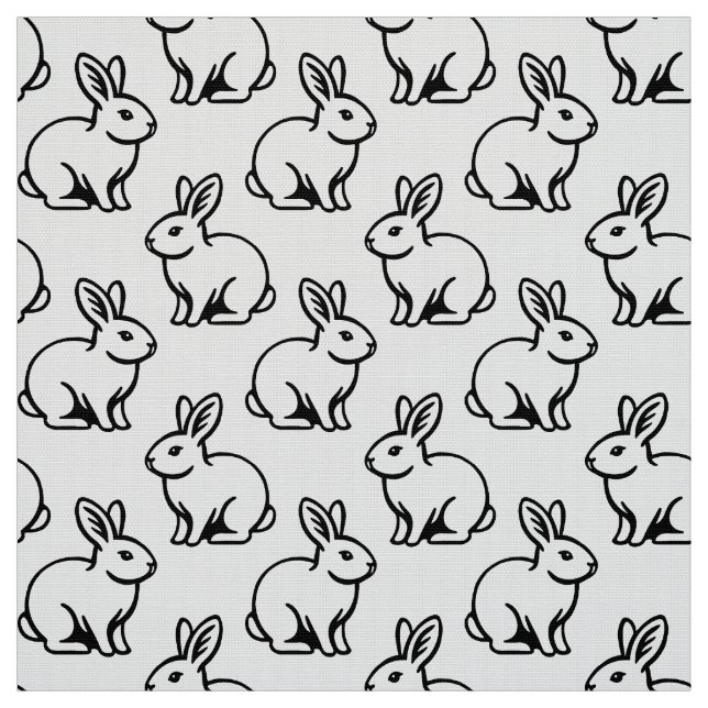 Tecido Padrão de coelhos - Preto e Branco (Modelo)