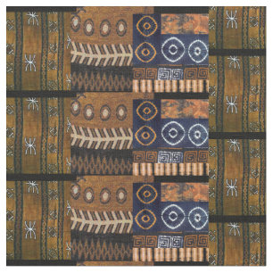 Tecido Padrão de colagem tribal afrocêntrico