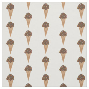 Tecido Padrão de Cones de Sorvete de Chocolate