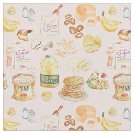 Tecido padrão de cor aquosa do café da manhã de vintagem-