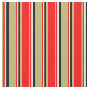 Tecido Padrão de cores escuro Khaki, vermelho, bege e pr