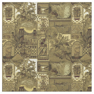 Tecido Padrão de Coroa Anglo-Japonesa da Era Vitoriana